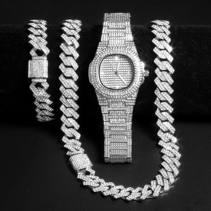 Set Reloj Bling Cubano Iced Out especial promoción