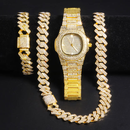 Set Reloj Bling Cubano Iced Out especial promoción