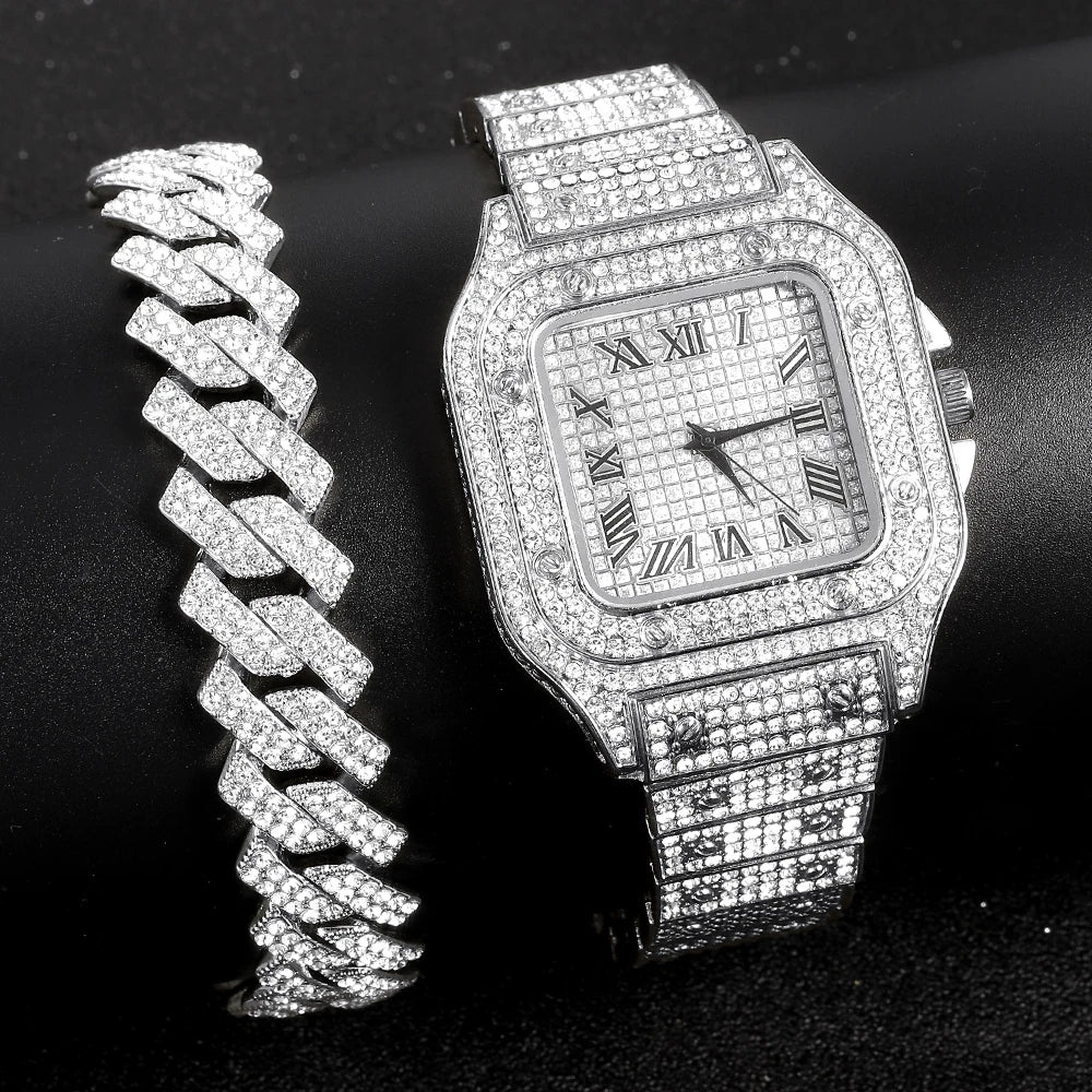 Set Reloj Bling Cubano Iced Out especial promoción