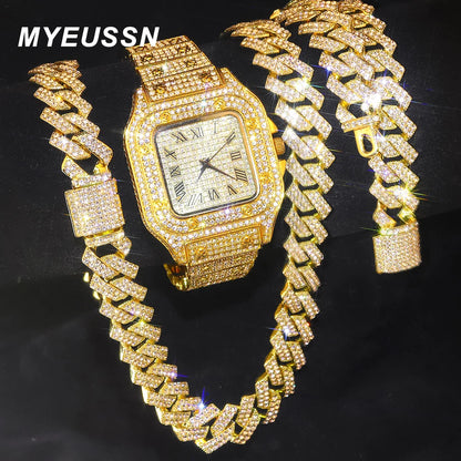 Set Reloj Bling Cubano Iced Out especial promoción