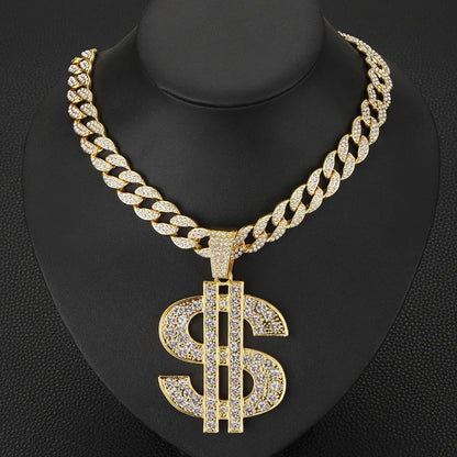 Collar Hip Hop Dólar Brillante