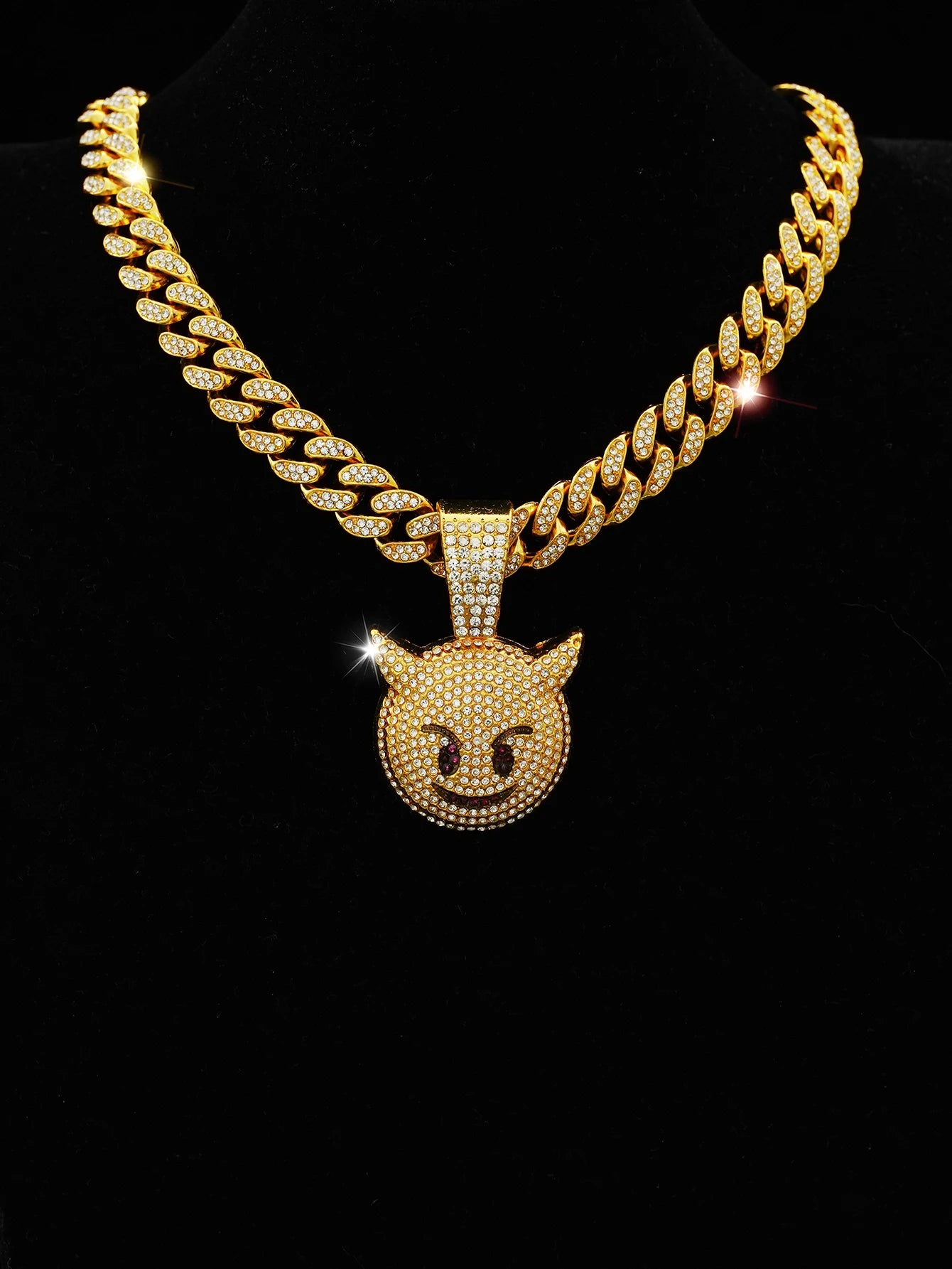 Collar Cubano Hip Hop Iced Out Emoji Diablito