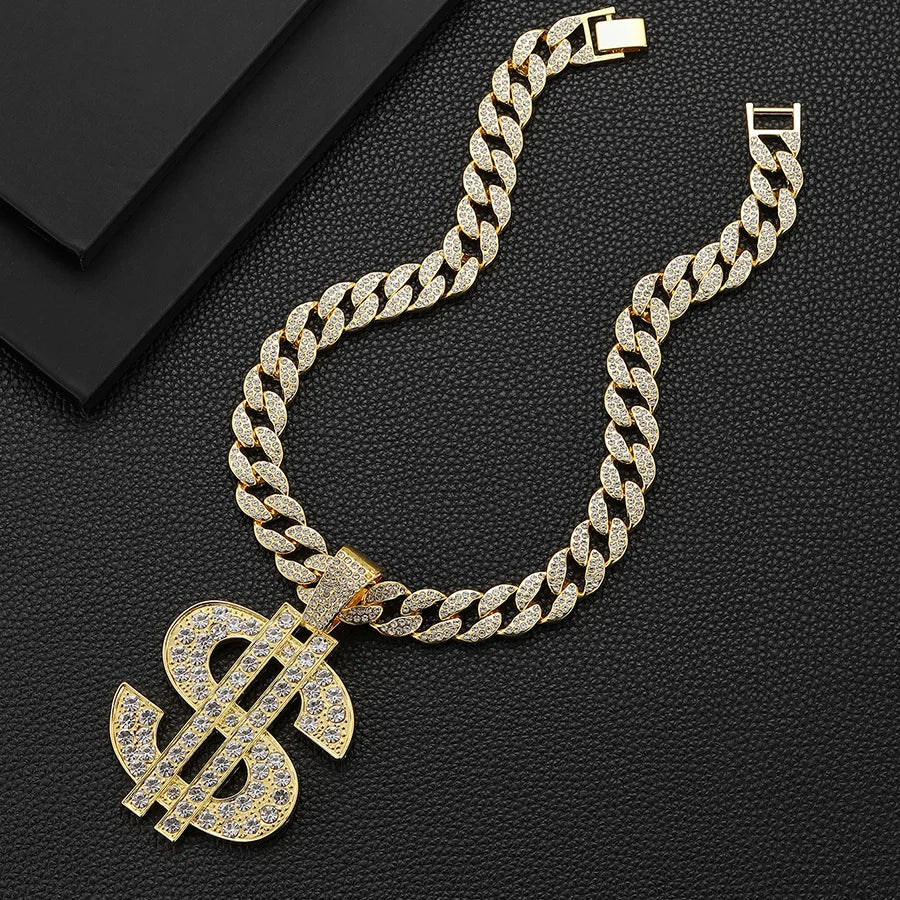 Collar Hip Hop Dólar Brillante