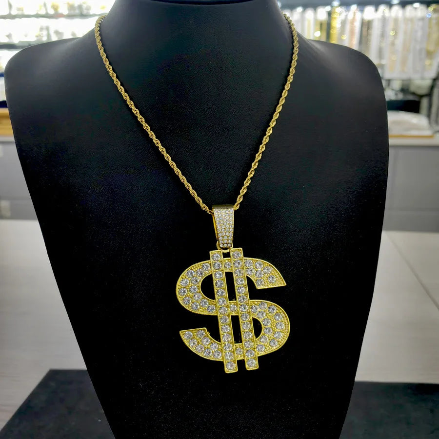 Collar Hip Hop Dólar Brillante