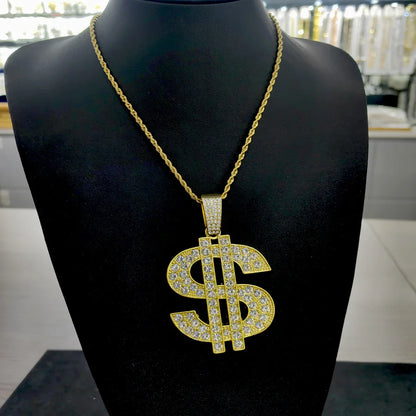 Collar Hip Hop Dólar Brillante