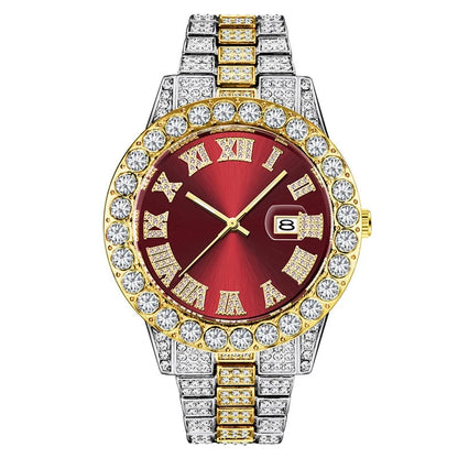 Reloj Unisex de Lujo con Diamantes + Pulsera Dorada Alta Calidad