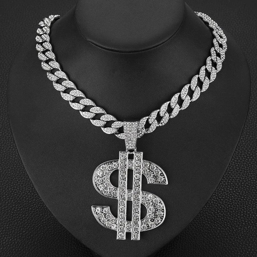 Collar Hip Hop Dólar Brillante